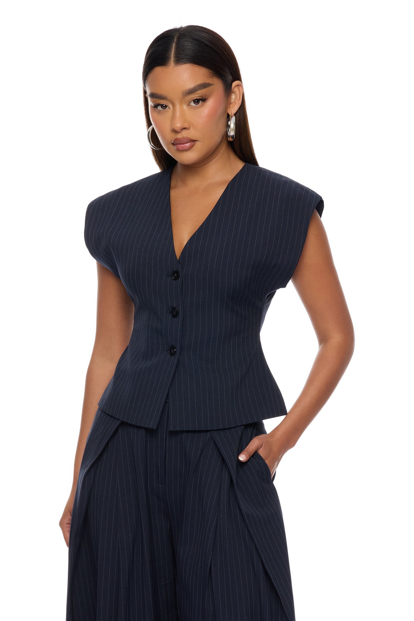 Zaya Wide Leg Pant Set - Navy/combo
