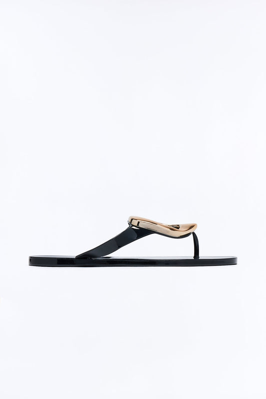 Zani Jelly Hardware Flip Flops - Black