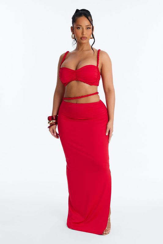 Zaria Braided Maxi Skirt Set - Red