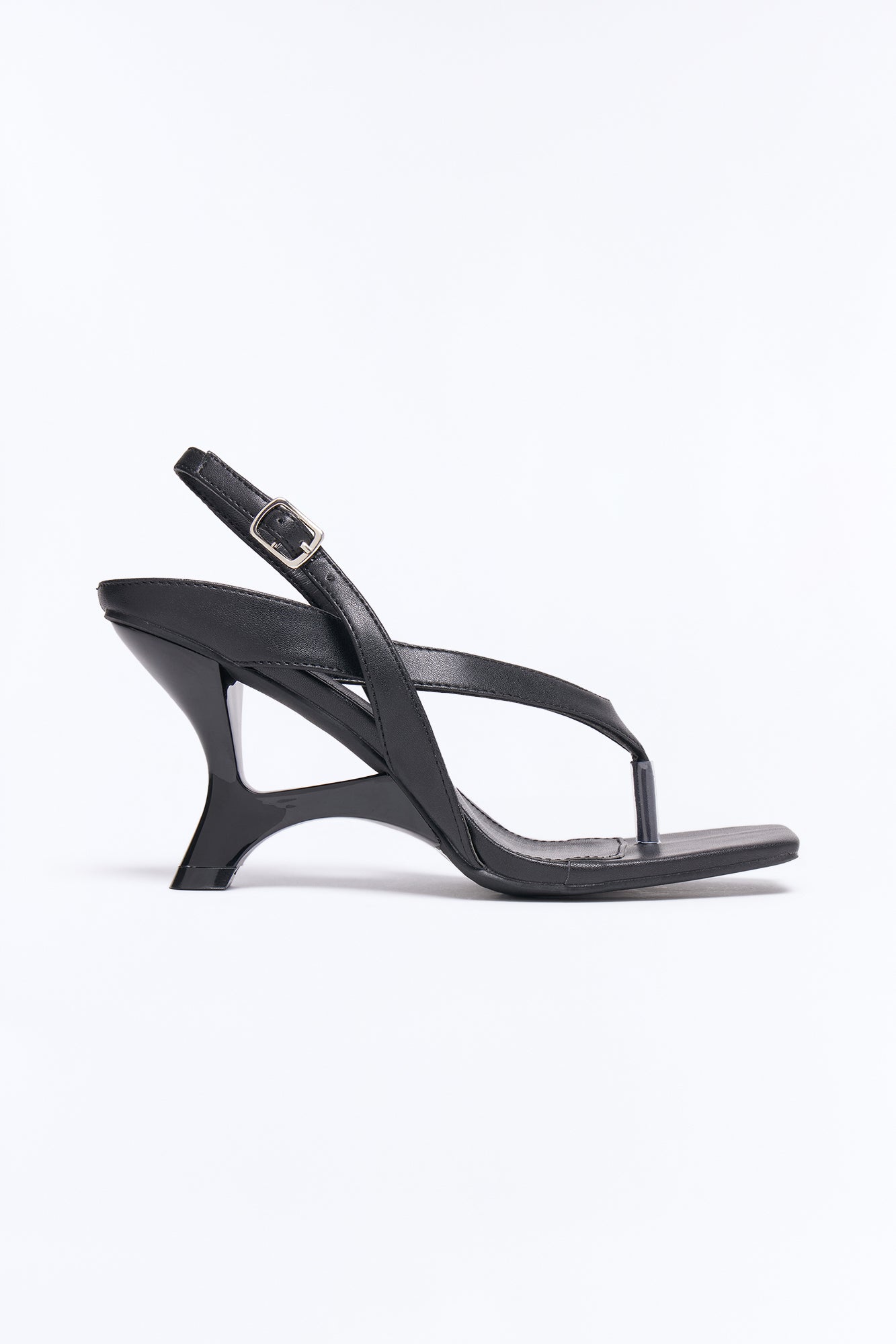 Zoya Thong Slingback Novelty Wedges - Black