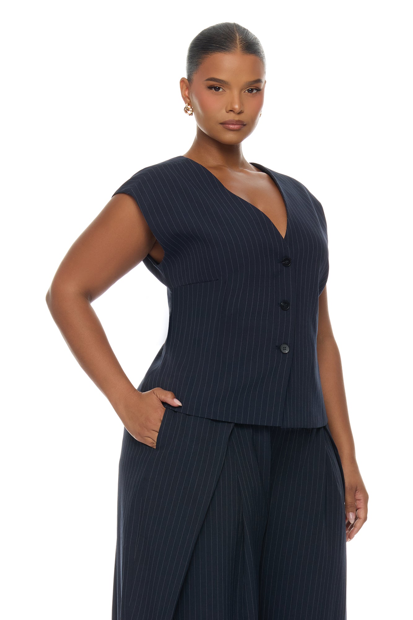 Zaya Wide Leg Pant Set - Navy/combo
